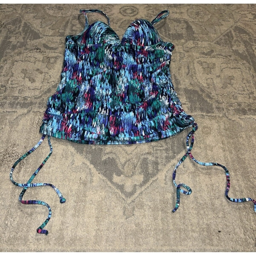 Spanx‎ Love Your Assets Women's Padded Bra Tankini Swim Mult Watercolor Sz Small